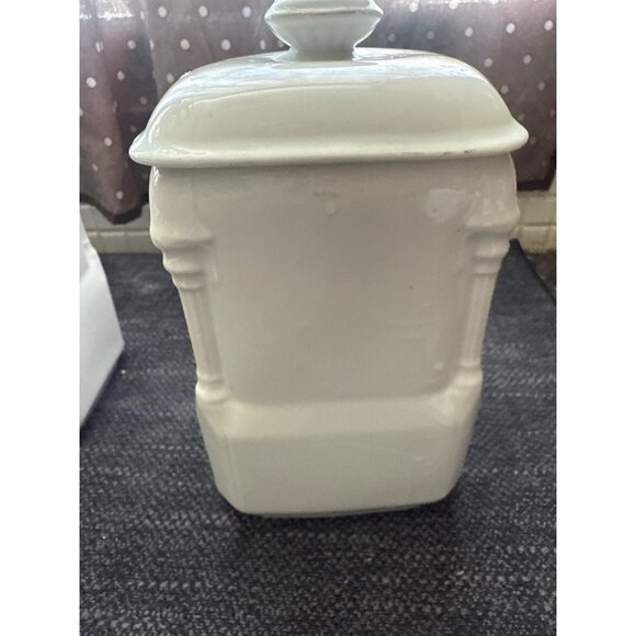 Vintage Ceramic Rice & Sugar Kitchen Canisters With Floral Design & Lids - Picture 13 of 16